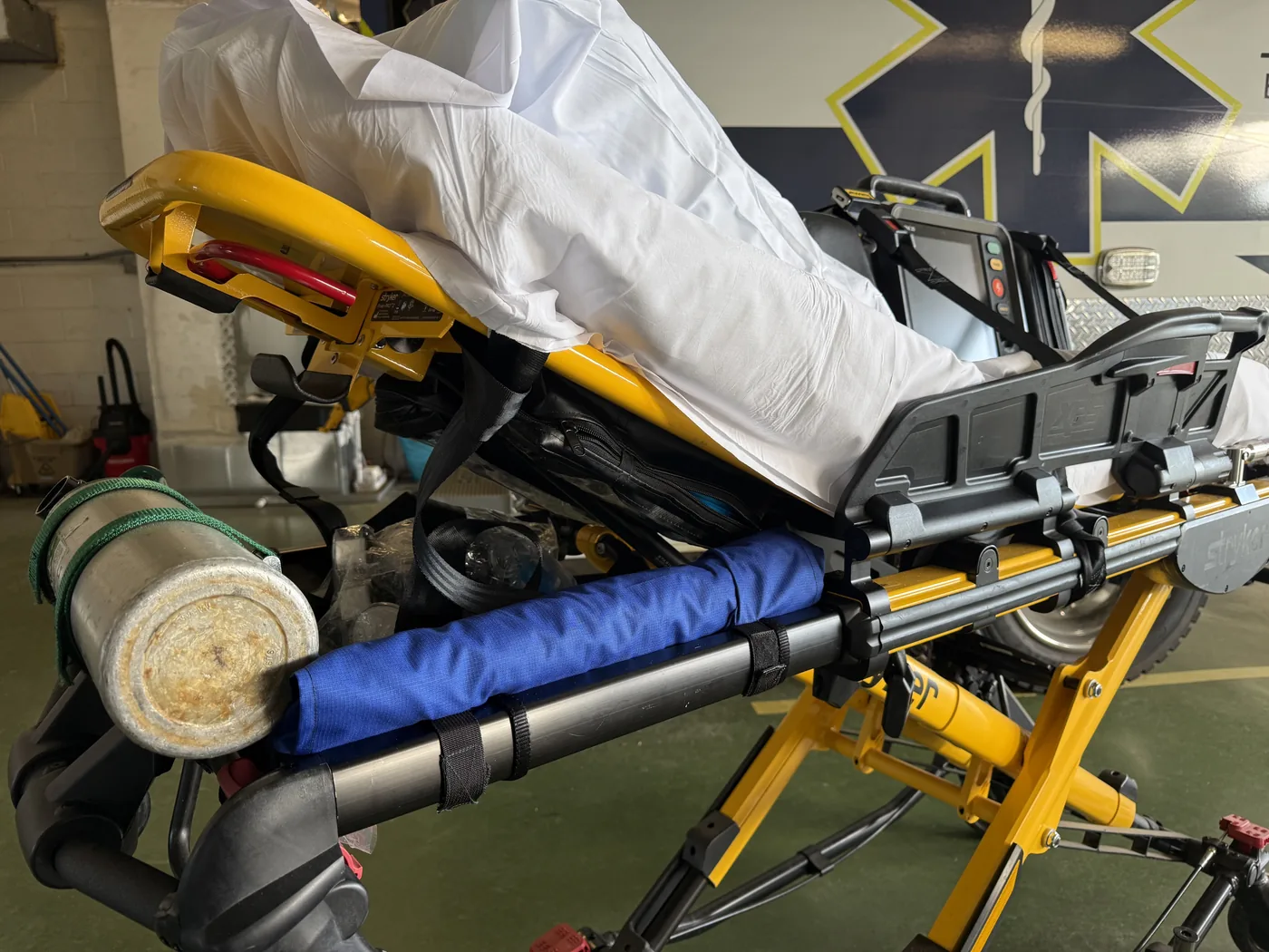 Side view of covered stretcher